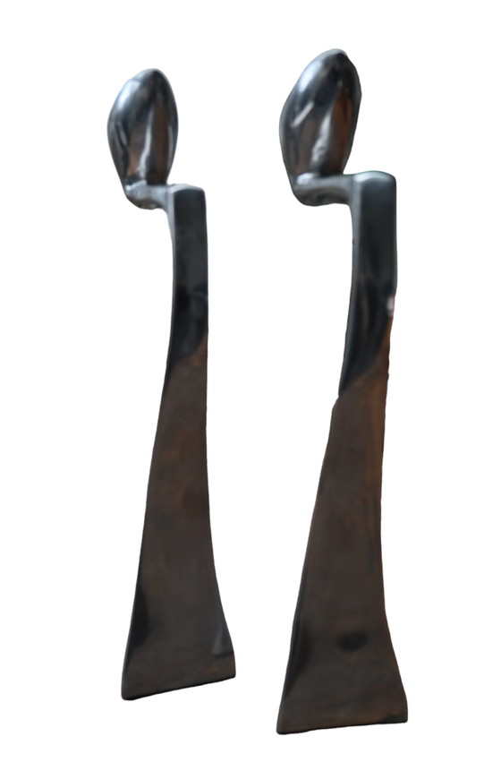 Image 1 of Pair of Matthew Hilton Arclumis candlesticks