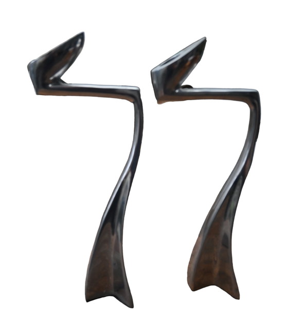 Image 1 of Pair of Matthew Hilton Arclumis candlesticks