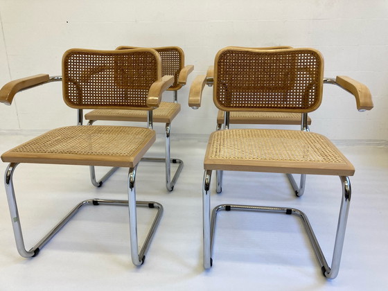 Image 1 of 4x Cidue Cesca chairs by Marcel Breuer