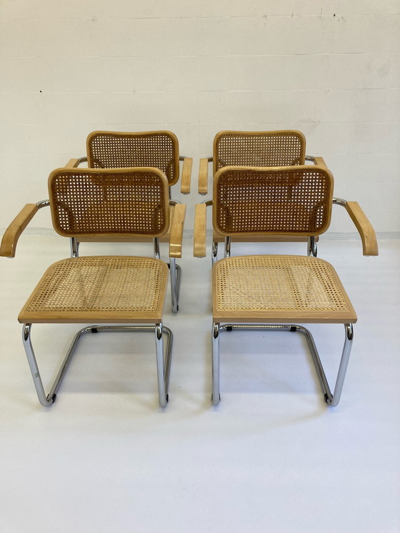 Image 1 of 4x Cidue Cesca chairs by Marcel Breuer