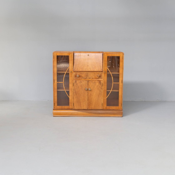 Image 1 of Art Deco burl walnut secretaire kast