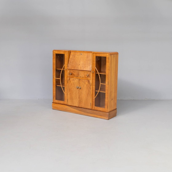 Image 1 of Art Deco burl walnut secretaire kast