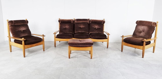 Image 1 of Set of vintage oak sofa's