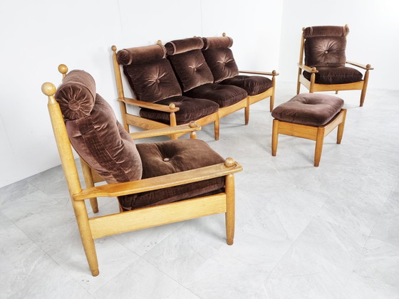 Image 1 of Set of vintage oak sofa's