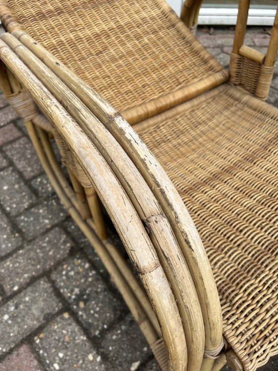 Image 1 of Rattan lounger + ottoman