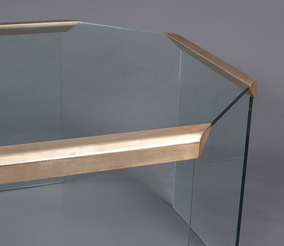 Image 1 of Galloti & Radice hexagon glass brass coffee table