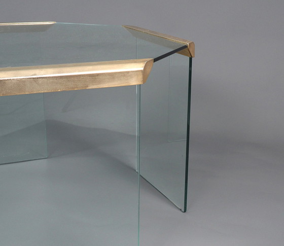 Image 1 of Galloti & Radice hexagon glass brass coffee table