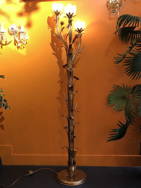 Image 1 of Lampada da terra vintage spighe di grano oro vintage