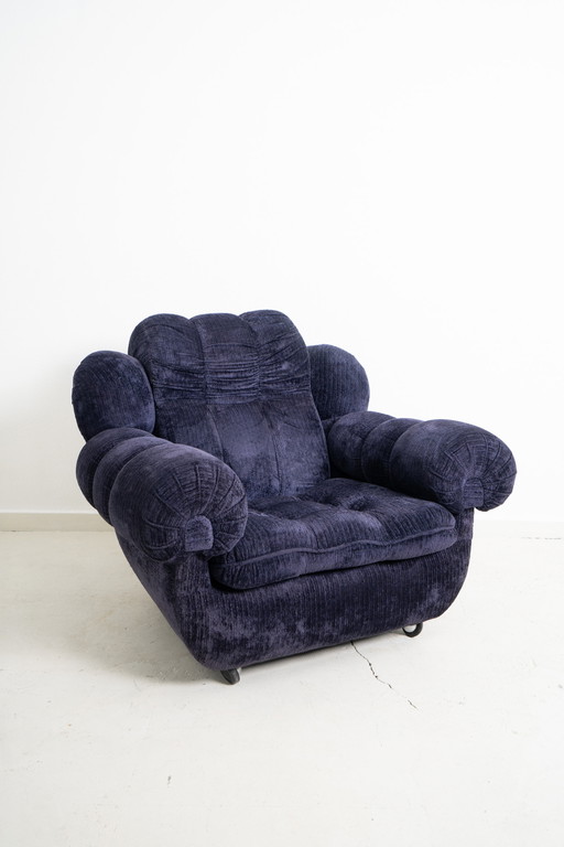 Fauteuil vintage "cloud" en velours côtelé