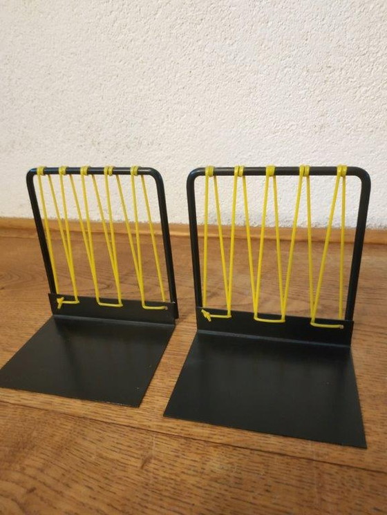 Image 1 of 2x Vintage metal bookends with nylon thread from the 50s/60s