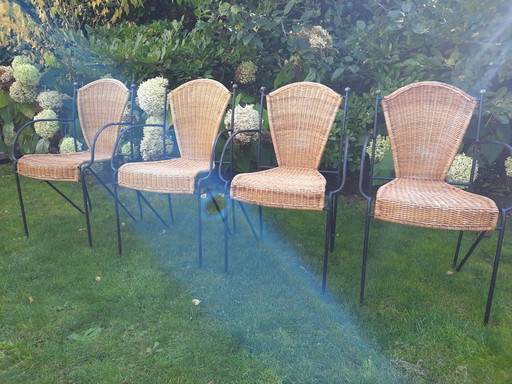 4 x Frederick Weinberg Design wicker chairs