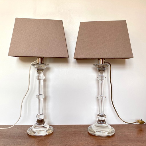 2x Val Saint Lambert 'Tiffany' table lamps