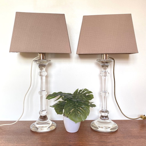 2x Val Saint Lambert 'Tiffany' table lamps