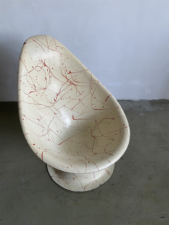 Image 1 of Rare chaise Shell "Jackson Pollock" en fibre de verre fabriquée sur mesure, États-Unis, années 1960