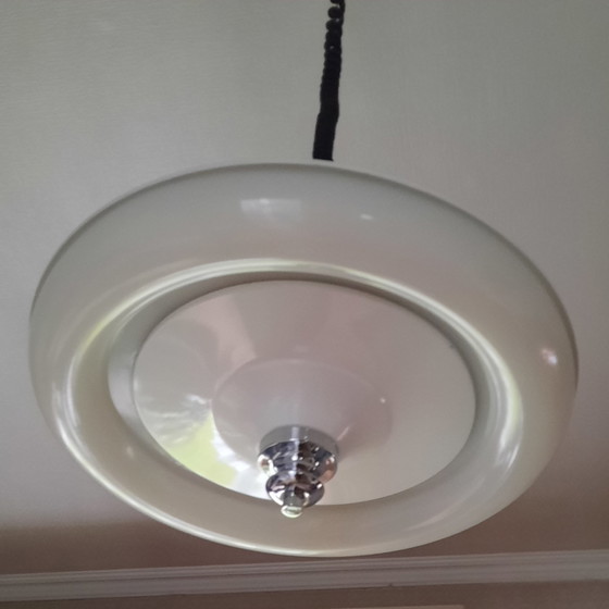 Image 1 of ufo lamp retro space age lamp. Massive hanging lamp from the 1970s.