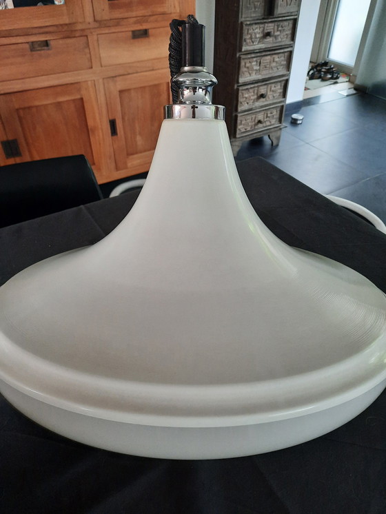 Image 1 of ufo lamp retro space age lamp. Massive hanging lamp from the 1970s.