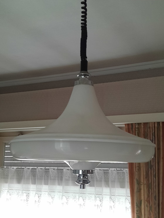 Image 1 of ufo lamp retro space age lamp. Massive hanging lamp from the 1970s.