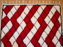 Tappeto berbero - 228 cm x 174 cm - lana bianca e rossa