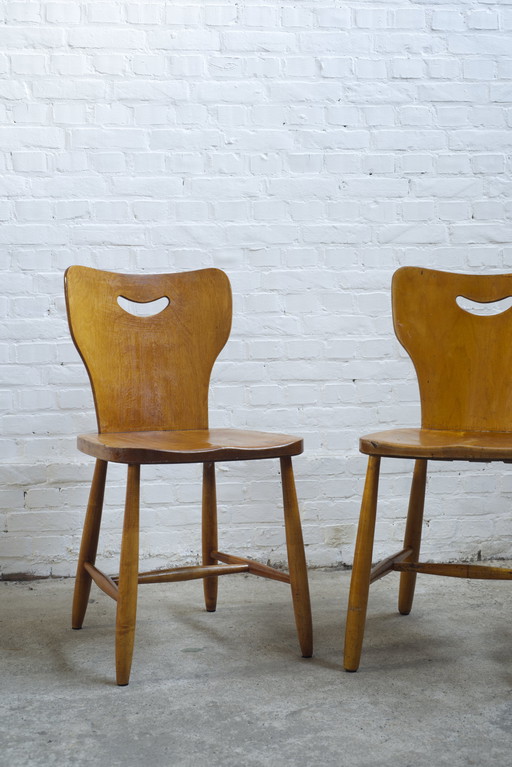 2x Swedish dining chairs 1950's