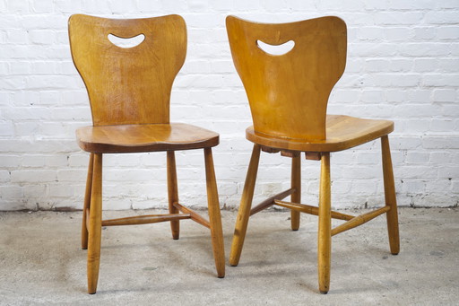 2x Swedish dining chairs 1950's