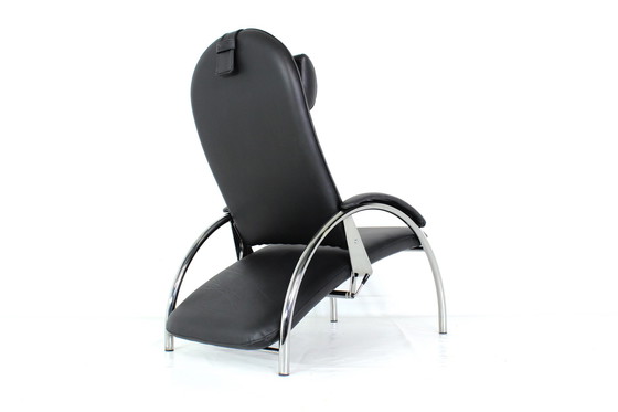 Image 1 of like new! Ingmar Relling "Optima" Relax Armchairs, Lounge Chair in Leather and Chrome, Np. 3564 euros