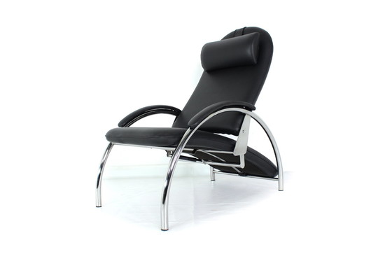 Image 1 of like new! Ingmar Relling "Optima" Relax Armchairs, Lounge Chair in Leather and Chrome, Np. 3564 euros