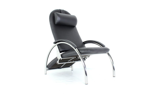 Image 1 of comme neuf ! Ingmar Relling "Optima" Fauteuil relax, Lounge Chair en cuir et chrome, Np. 3564,- Euro