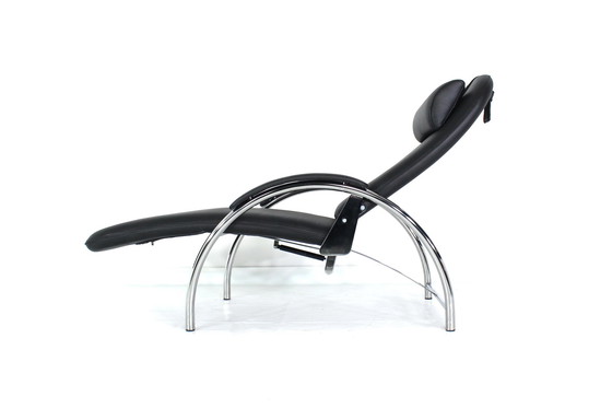 Image 1 of comme neuf ! Ingmar Relling "Optima" Fauteuil relax, Lounge Chair en cuir et chrome, Np. 3564,- Euro