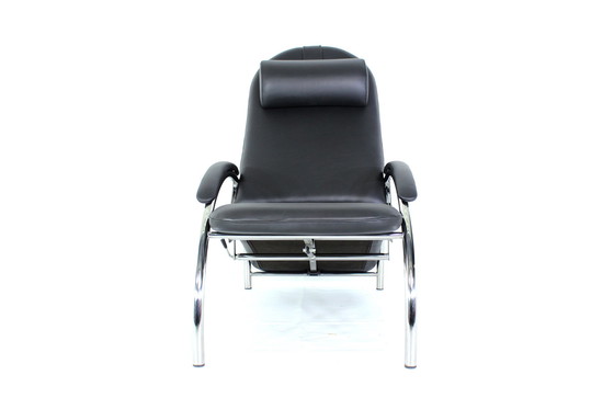 Image 1 of comme neuf ! Ingmar Relling "Optima" Fauteuil relax, Lounge Chair en cuir et chrome, Np. 3564,- Euro