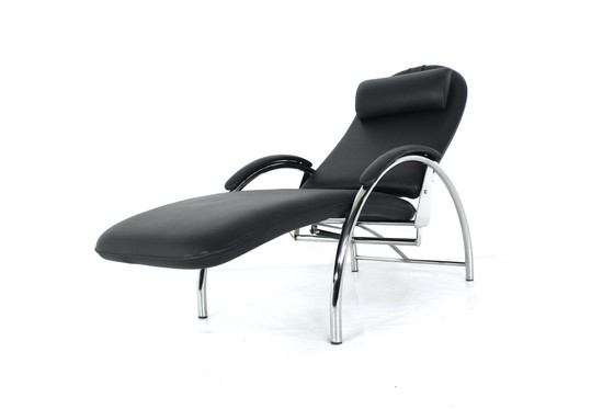 Image 1 of comme neuf ! Ingmar Relling "Optima" Fauteuil relax, Lounge Chair en cuir et chrome, Np. 3564,- Euro