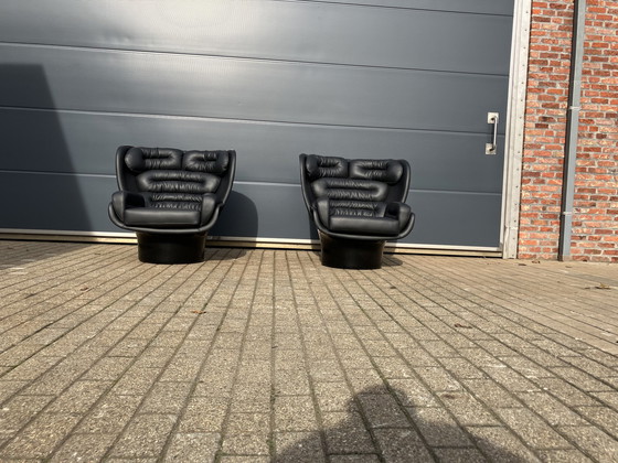 Image 1 of 2x Black on Black Joe Colombo Elda chairs