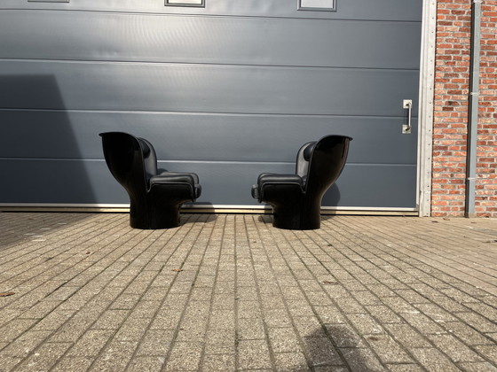 Image 1 of 2x Black on Black Joe Colombo Elda chairs