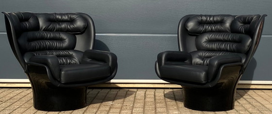 Image 1 of 2x Black on Black Joe Colombo Elda chairs