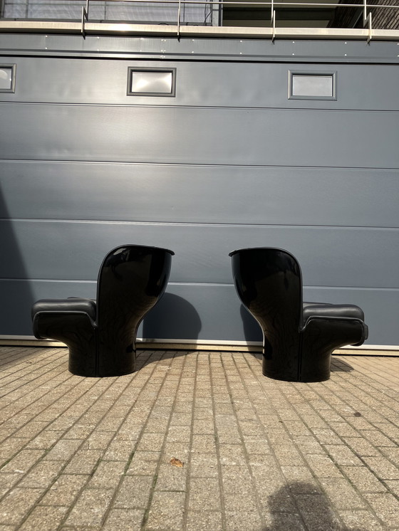 Image 1 of 2x Black on Black Joe Colombo Elda chairs