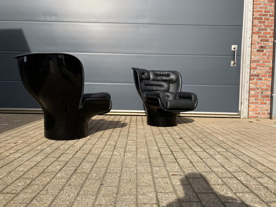 Image 1 of 2x Black on Black Joe Colombo Elda chairs