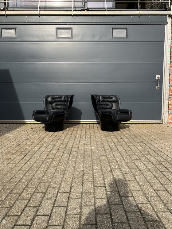 Image 1 of 2x Black on Black Joe Colombo Elda chairs