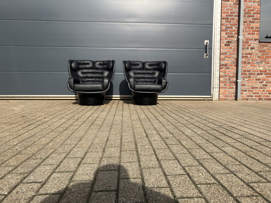 Image 1 of 2x Black on Black Joe Colombo Elda chairs