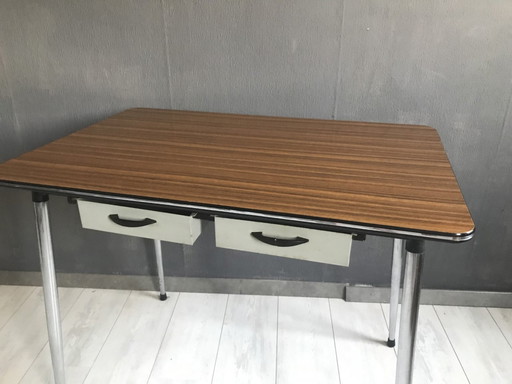 Vintage formica Bureau – Chrome, Wood (photo 2 of 7)