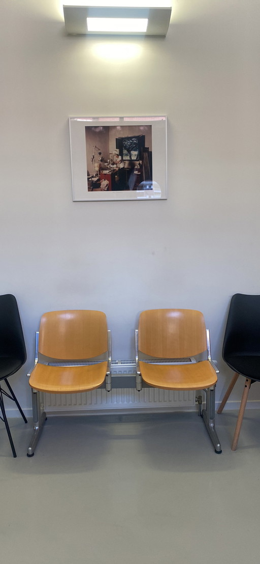 3x vintage waiting room benches