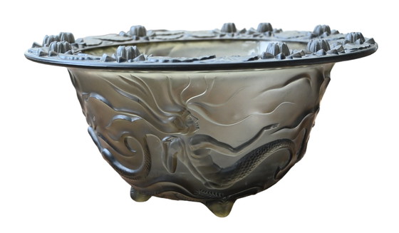 Image 1 of Barolac Josef Inwald Art Deco rare mermaid bowl in satin glass LALIQUE STYLE