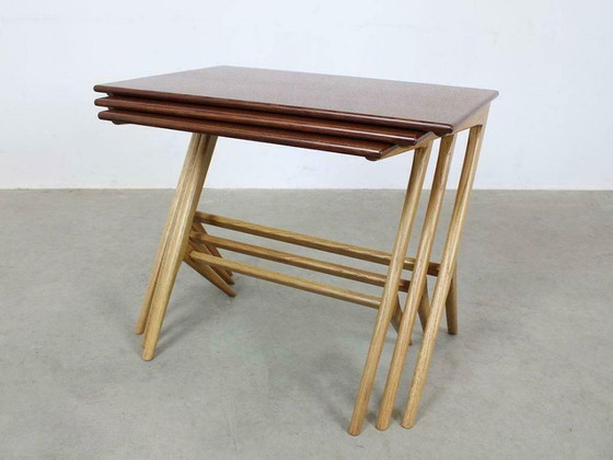 Image 1 of Matsform design Bengt Ruda in TeakEnsemble de tables d'appoint danoises