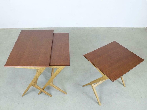 Image 1 of Matsform design Bengt Ruda in TeakEnsemble de tables d'appoint danoises