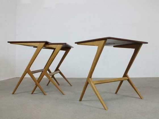 Image 1 of Matsform design Bengt Ruda in TeakEnsemble de tables d'appoint danoises