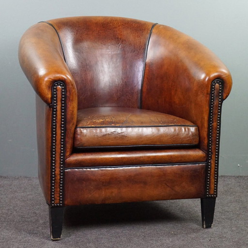 Sheep leather club armchair