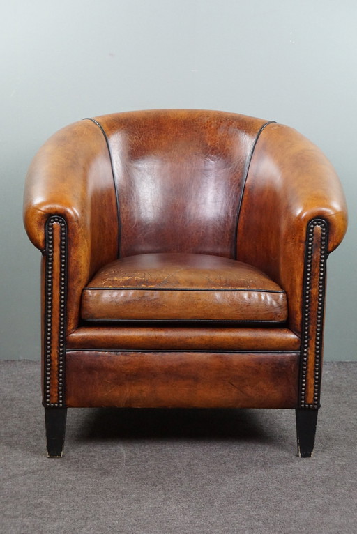 Sheep leather club armchair