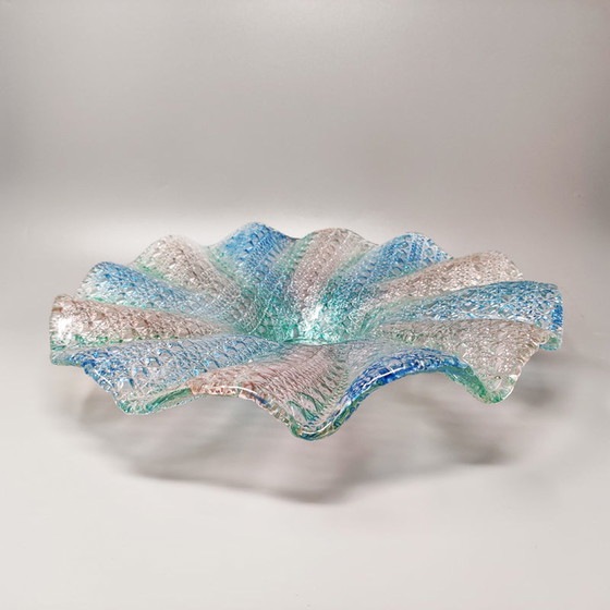 Image 1 of Erling Torvits - Grand centre de table bleu, rose et vert en verre de Murano