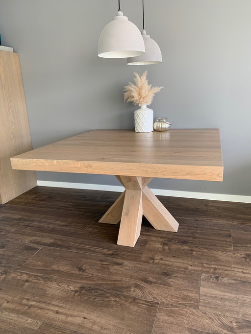 Luxurious self-designed and handmade solid oak dining table