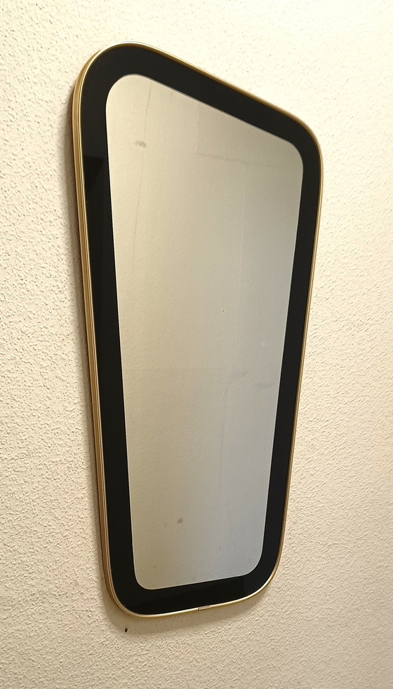 Image 1 of Fifties mirror in unusual shape with wide black edge