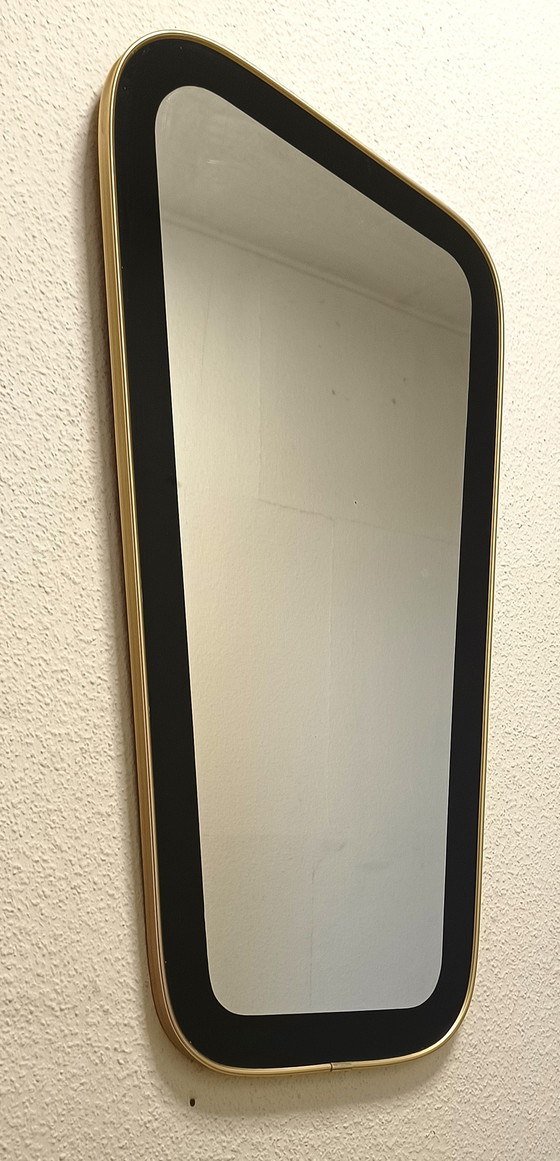 Image 1 of Fifties mirror in unusual shape with wide black edge