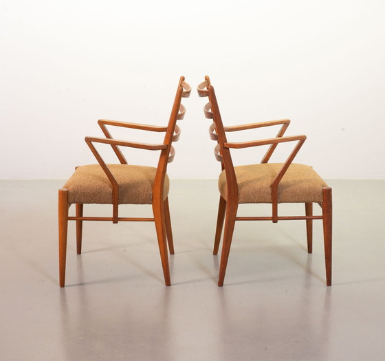 Image 1 of 2x Cees Braakman Wooden Ladder Arm Chairs